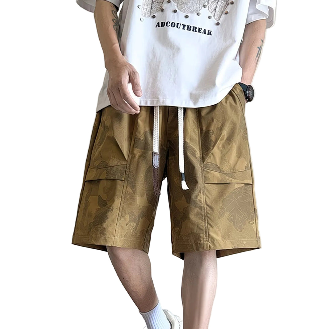 Men's Wide-Leg Shorts with Abstract Print