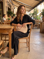 Women's Zip Front Blouson Top Wide Leg Two-Piece Set
