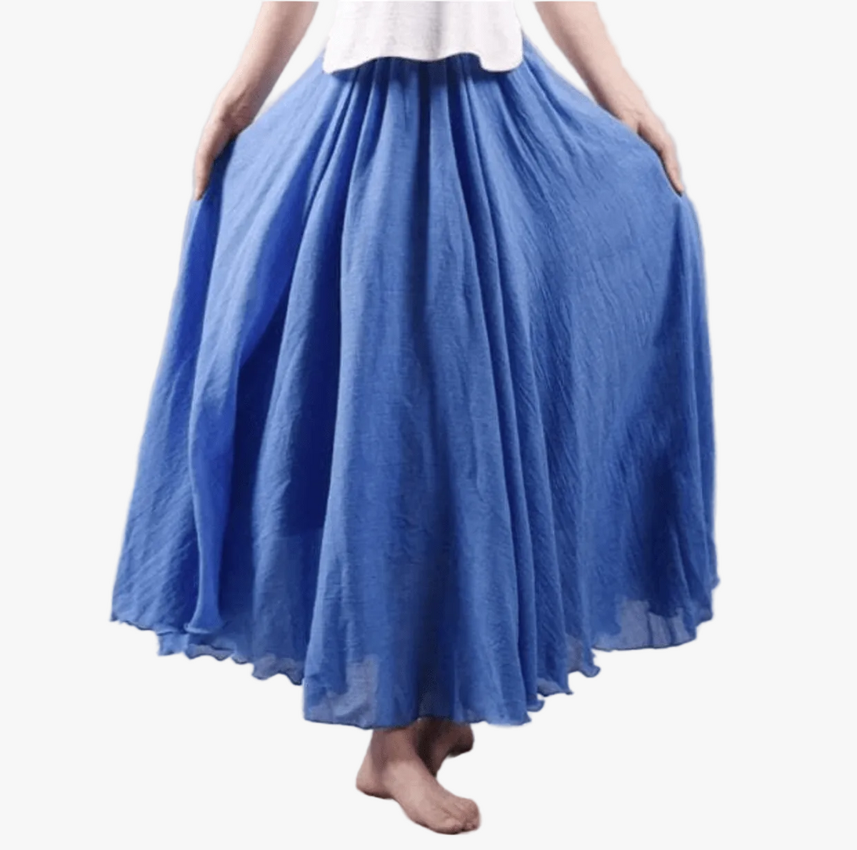 Women's Boho Pull-On Flared Maxi Skirt with Elastic Waist
