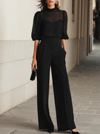 Women's Celeste | Sheer-Panel Wide-Leg Three-Piece Evening Set