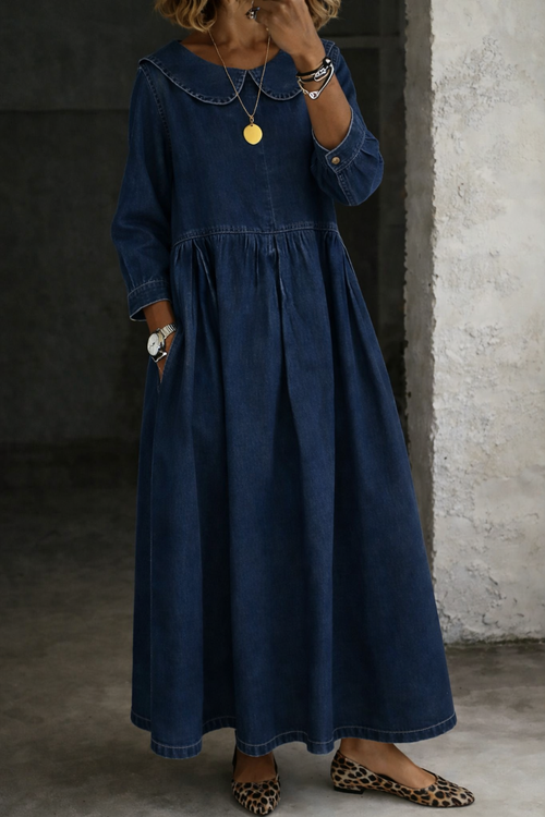 Women's Clara Peter Pan Collar Long-Sleeve Maxi Dress