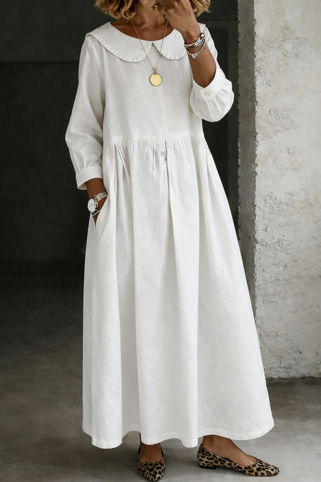 Women's Clara Peter Pan Collar Long-Sleeve Maxi Dress