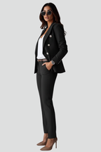 Women's Double-Breasted Blazer and Slim Trouser Set