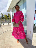 Women's Elara | Mock Neck Lace Midi Dress with Long Sleeves