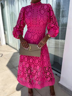 Women's Elara | Mock Neck Lace Midi Dress with Long Sleeves