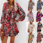 Women's Fern | Neck-Tie V-Neck Tiered Ruffle Mini Dress