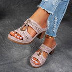 Women's Hazel | Cutout Block-Heel Embellished Slide Sandals