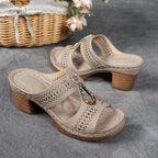 Women's Hazel | Cutout Block-Heel Embellished Slide Sandals