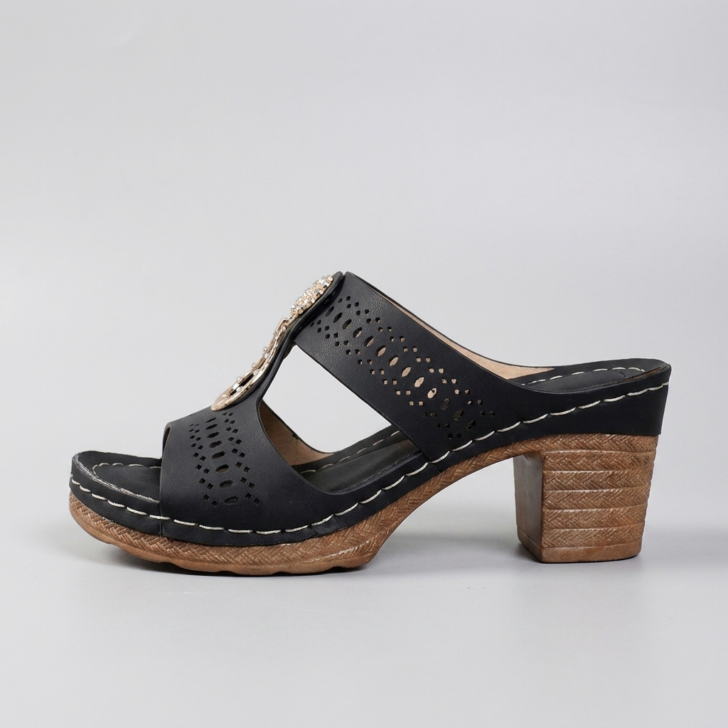 Women's Hazel | Cutout Block-Heel Embellished Slide Sandals