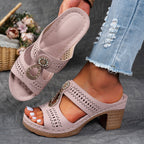 Women's Hazel | Cutout Block-Heel Embellished Slide Sandals
