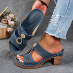 Women's Hazel | Cutout Block-Heel Embellished Slide Sandals