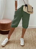 Women's High-Rise Wide-Leg Bermuda Shorts with Rolled Hem