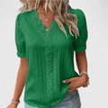 Women's Lace-Trim V-Neck Puff-Sleeve Blouse