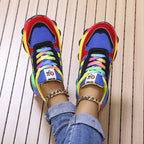 Women's Lace-Up Chunky Sole Walking Sneakers with Padded Insole