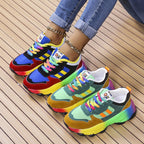Women's Lace-Up Chunky Sole Walking Sneakers with Padded Insole