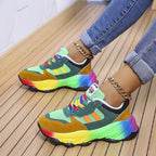 Women's Lace-Up Chunky Sole Walking Sneakers with Padded Insole