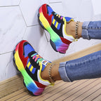 Women's Lace-Up Chunky Sole Walking Sneakers with Padded Insole