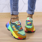 Women's Lace-Up Chunky Sole Walking Sneakers with Padded Insole
