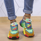 Women's Lace-Up Chunky Sole Walking Sneakers with Padded Insole