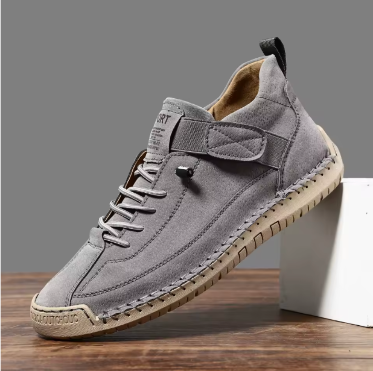 Women's Lace-Up Low-Top Sneakers with Velcro Tab and Stitched Sole