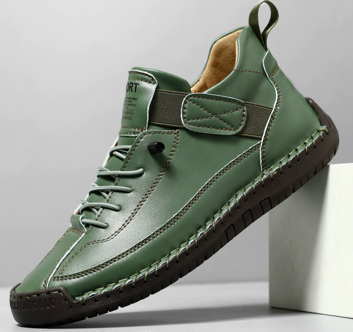 Women's Lace-Up Low-Top Sneakers with Velcro Tab and Stitched Sole