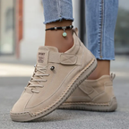 Women's Lace-Up Stitched Low-Top Elevated Sneakers with Velcro Tab