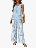 Women's Layered Tank and Floral Wide-Leg Two-Piece Set