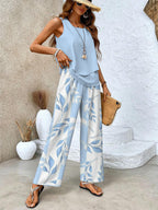 Women's Layered Tank and Floral Wide-Leg Two-Piece Set