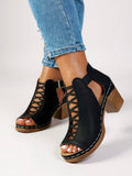 Women's Nova | Cutout Vamp Block Heel Sandals with Buckle Strap