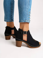 Women's Nova | Cutout Vamp Block Heel Sandals with Buckle Strap