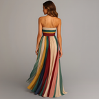 Women's Nova | Strapless Striped Pleated Maxi Dress