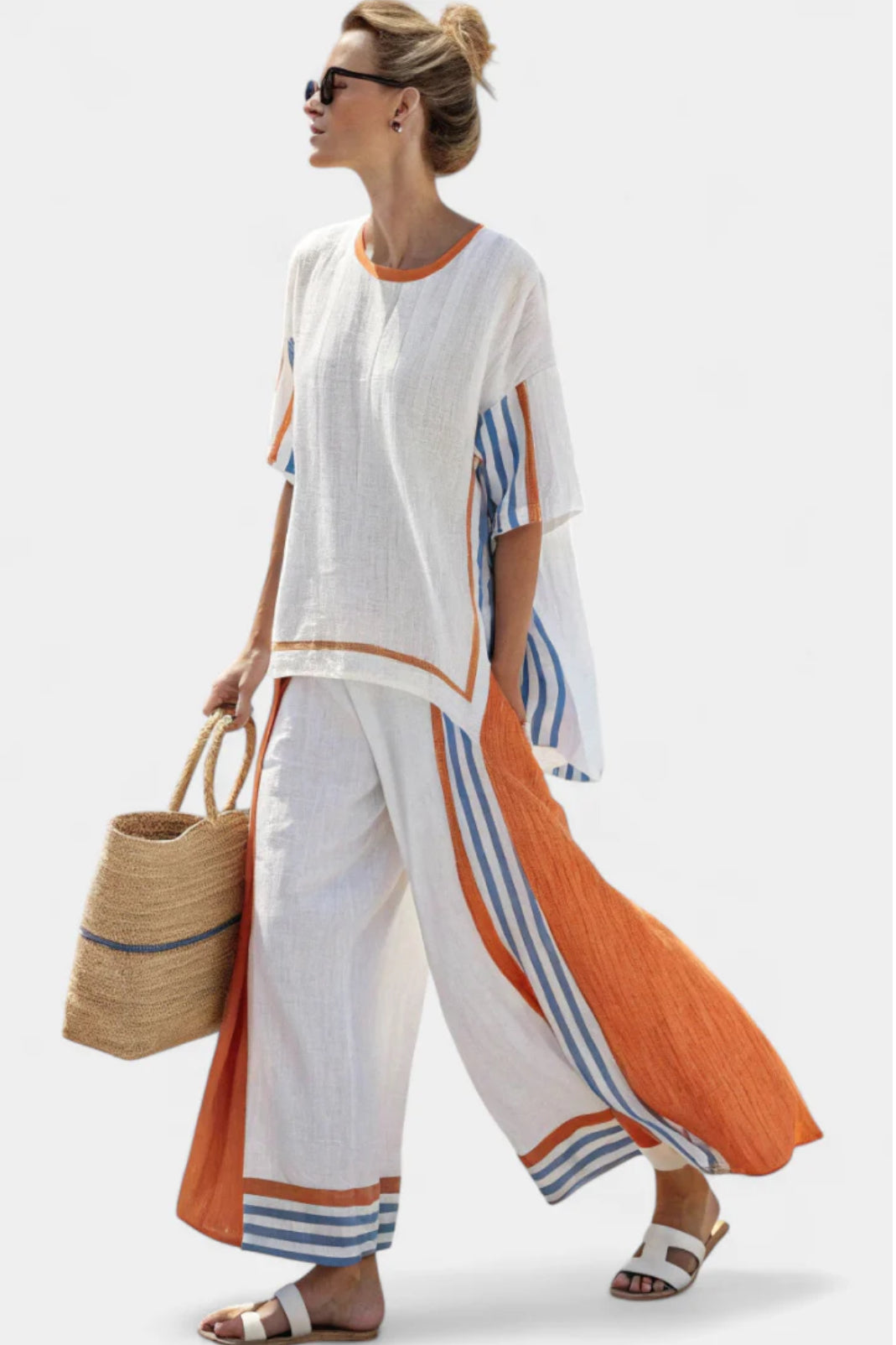 Women's Octavia Striped Flowy Wide-Leg Two-Piece Set