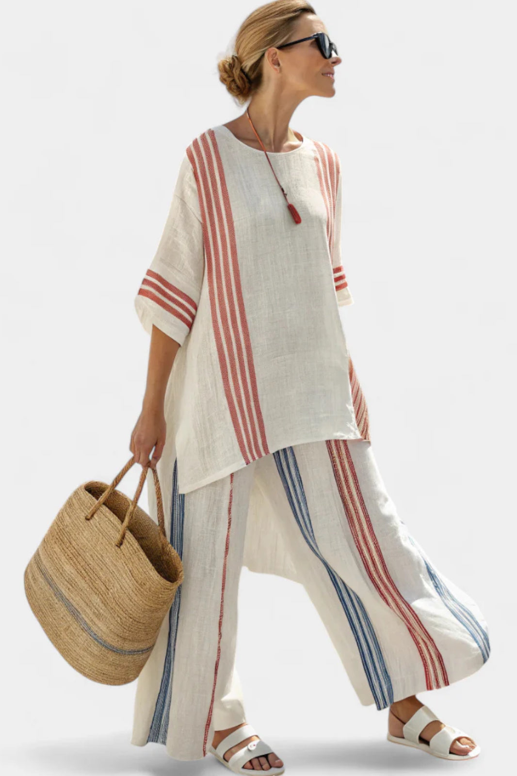 Women's Octavia Striped Flowy Wide-Leg Two-Piece Set
