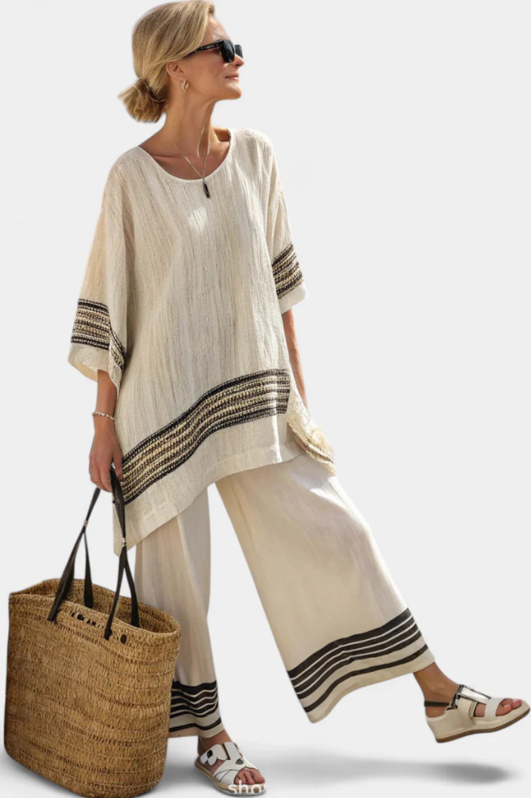 Women's Octavia Striped Flowy Wide-Leg Two-Piece Set