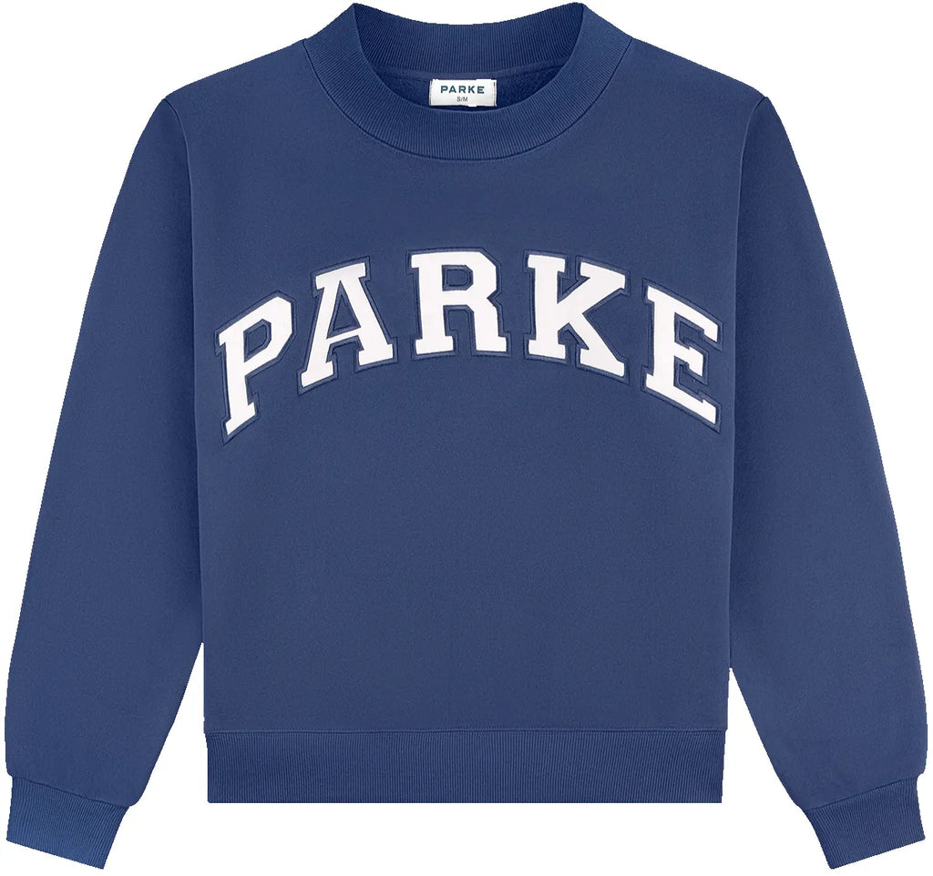 Women's Oversized Mockneck Sweatshirt with Varsity Arch Lettering