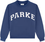 Women's Oversized Mockneck Sweatshirt with Varsity Arch Lettering