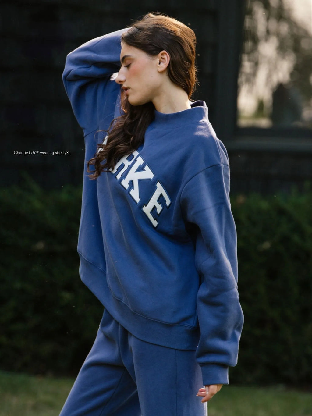 Women's Oversized Mockneck Sweatshirt with Varsity Arch Lettering