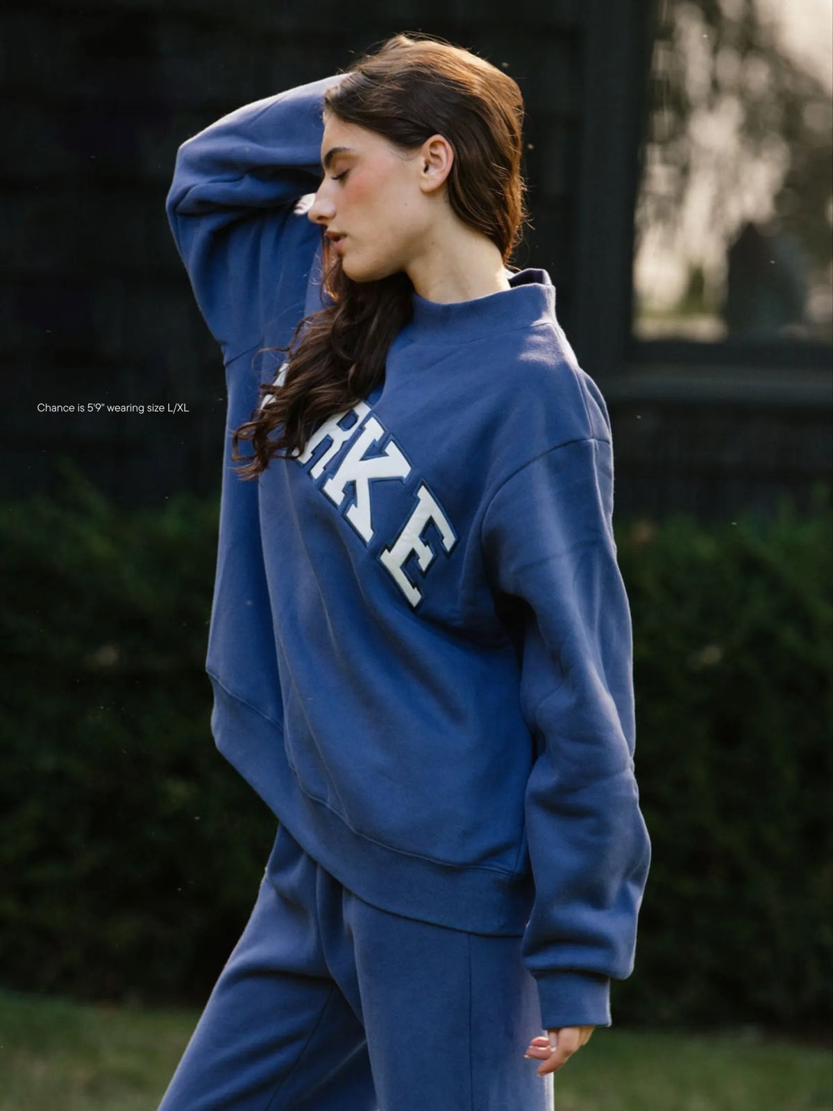 Women's Oversized Mockneck Sweatshirt with Varsity Arch Lettering