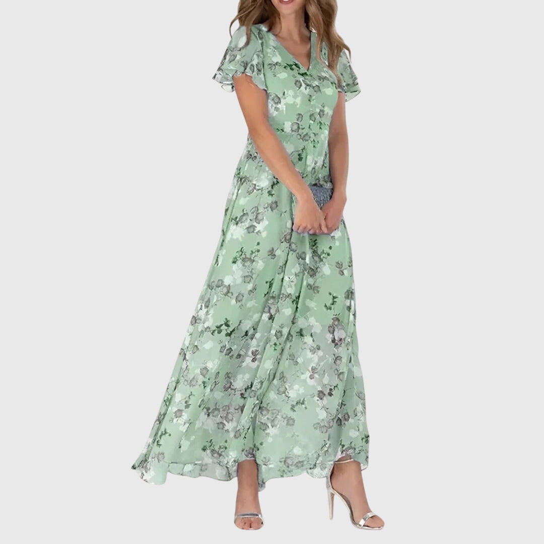 Women's Penelope | Floral Print Flutter-Sleeve V-Neck Maxi Dress