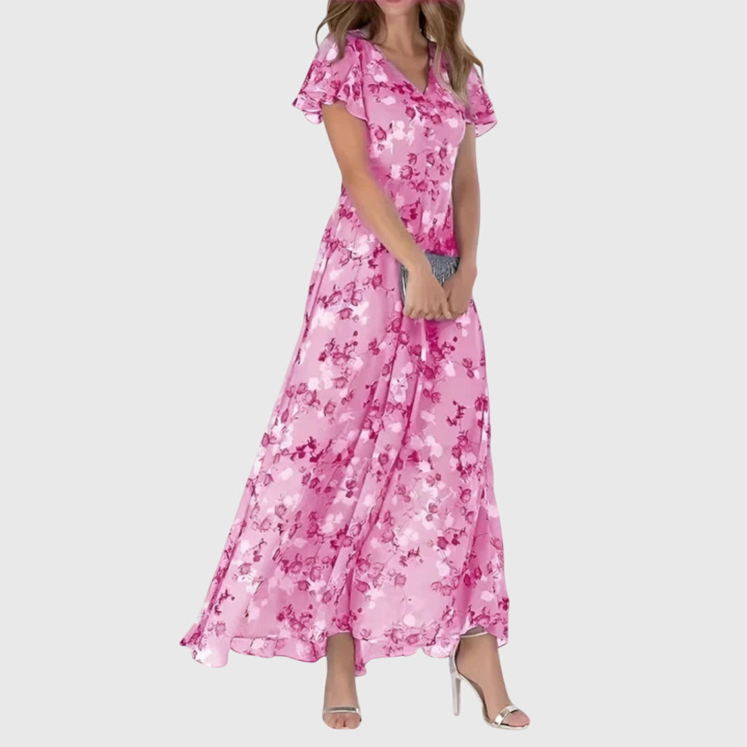 Women's Penelope | Floral Print Flutter-Sleeve V-Neck Maxi Dress