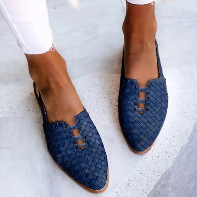 Women's Pointed-Toe Woven Lace-Up Mule Sandals