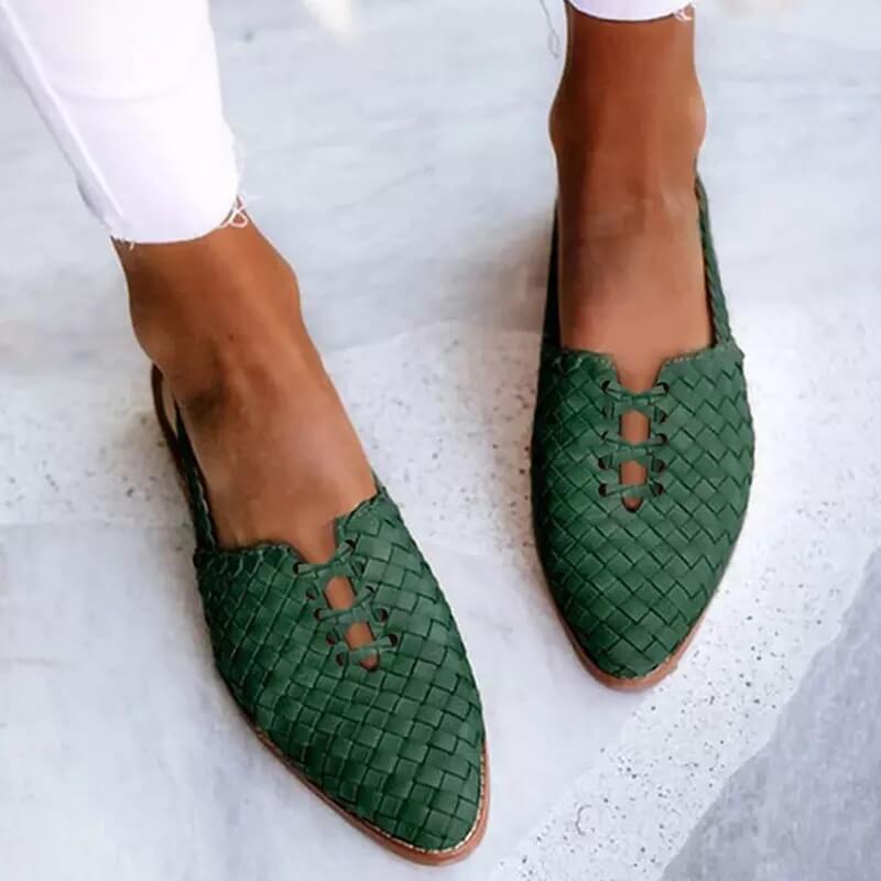 Women's Pointed-Toe Woven Lace-Up Mule Sandals