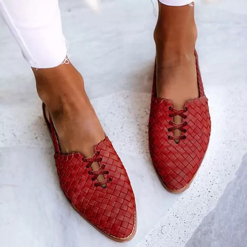 Women's Pointed-Toe Woven Lace-Up Mule Sandals
