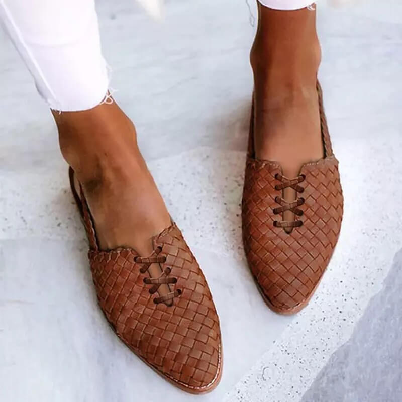 Women's Pointed-Toe Woven Lace-Up Mule Sandals