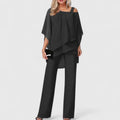 Women's Serenity | Asymmetric Overlay Wide-Leg Two-Piece Pant Set