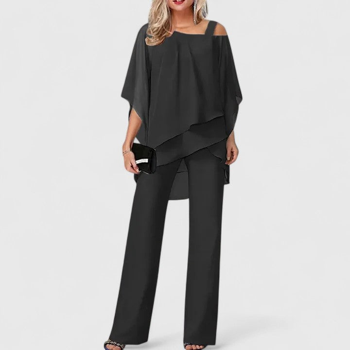 Women's Serenity | Asymmetric Overlay Wide-Leg Two-Piece Pant Set