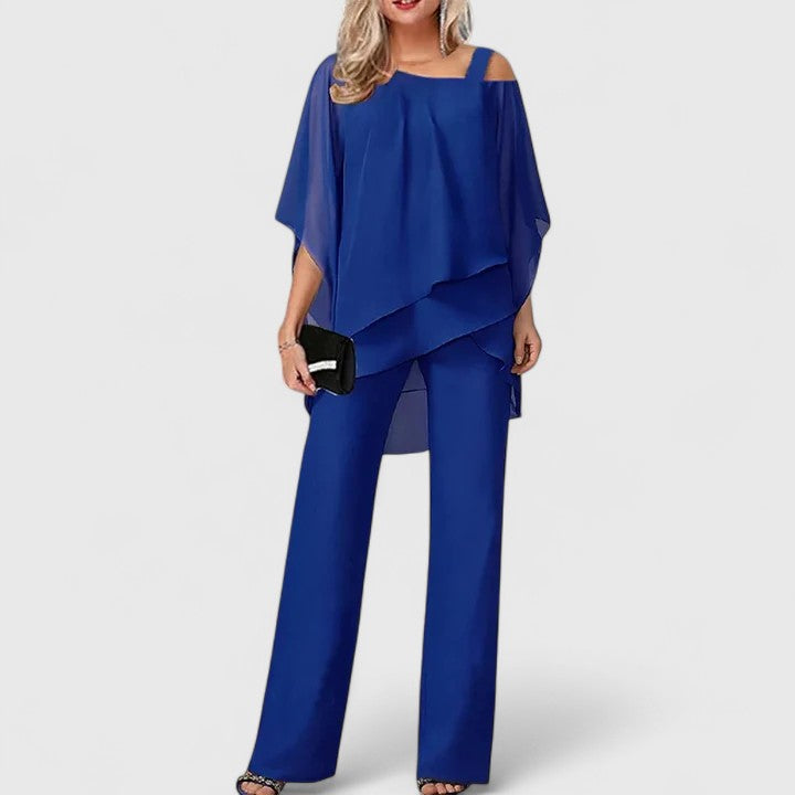Women's Serenity | Asymmetric Overlay Wide-Leg Two-Piece Pant Set