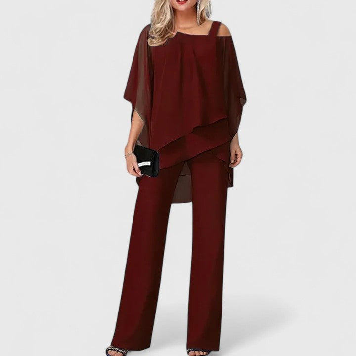 Women's Serenity | Asymmetric Overlay Wide-Leg Two-Piece Pant Set