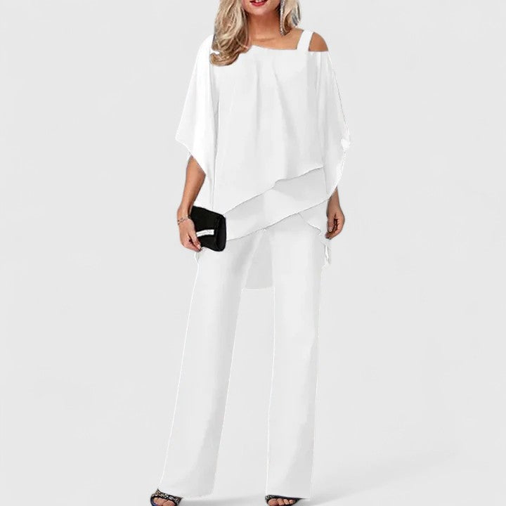 Women's Serenity | Asymmetric Overlay Wide-Leg Two-Piece Pant Set