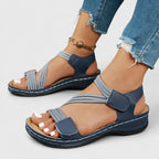 Women's Sheina Three-Strap Velcro Open-Toe Wedge Sandals